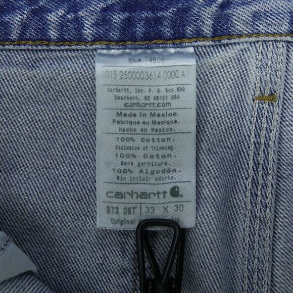 Vintage Carhartt B73 DST Faded Blue Jeans Denim Double Knee Carpenter Pant 32x29 - Picture 16 of 16